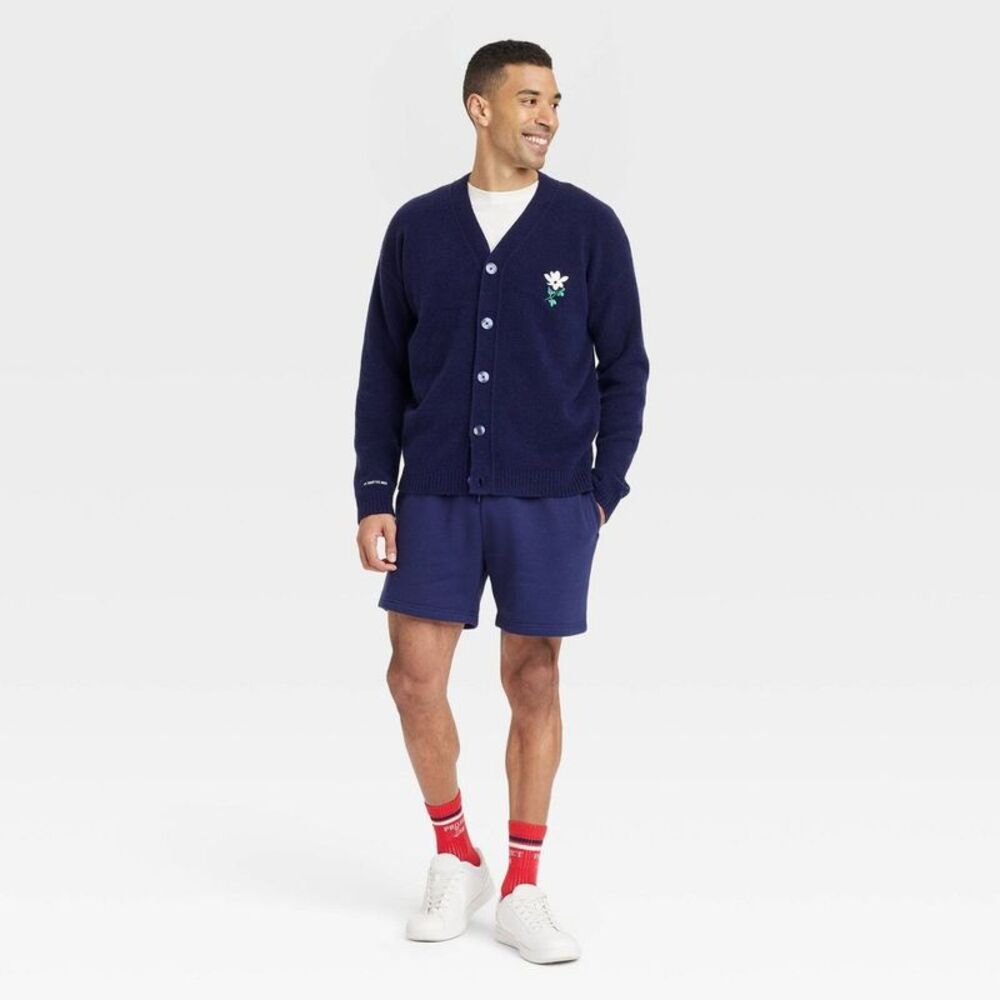 Open Box - Goodfellow & Co - Men's Kindness Blooms Floral Print V Ne Navy Blue - Picture 3 of 4